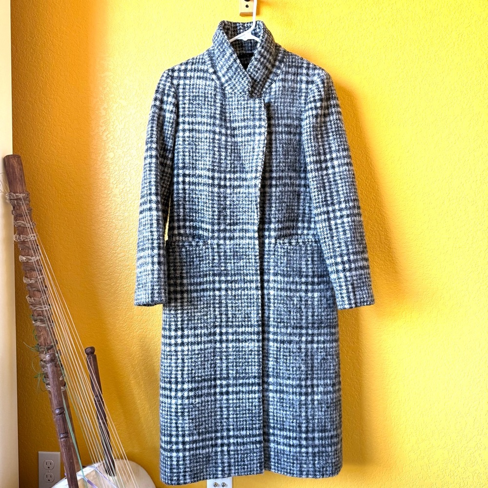 Scotch & Soda Wool Houndstooth Check Long Winter Coat
